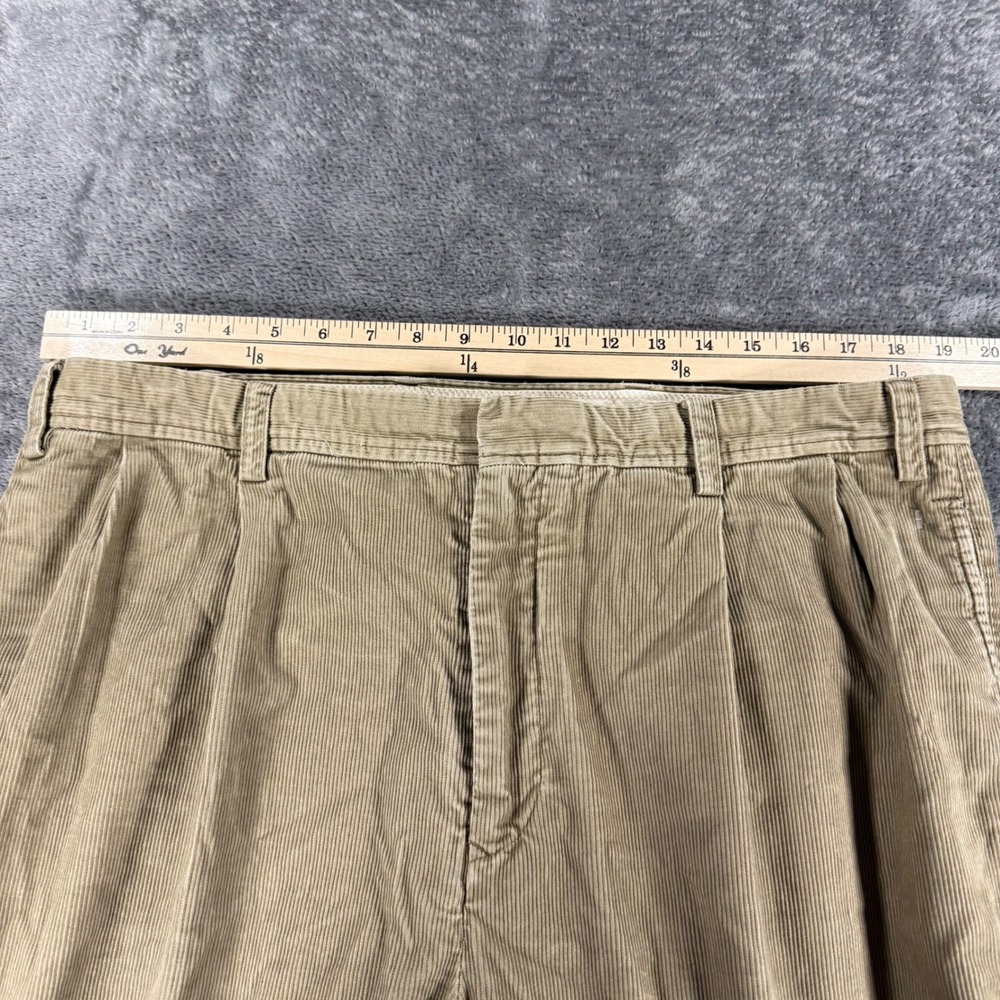 Nautica Rigger Y2K Corduroy Pants Mens 38x30 Tan Classic Fit Pleated Cuffed - Picture 5 of 8